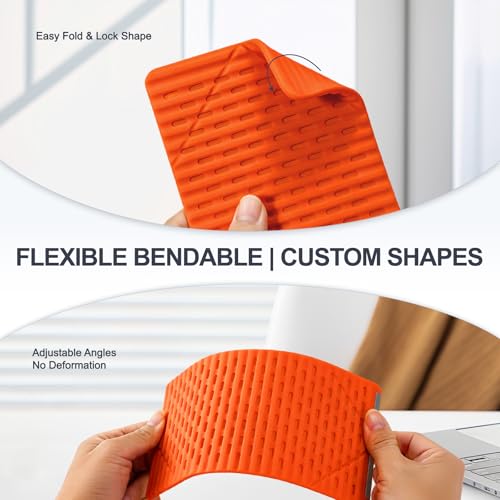 Foldable Silicone Phone Stand, Orange, Anti-Slip, Multi-Angle - color: Orange