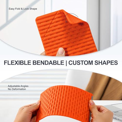 Foldable Silicone Phone Stand, Orange, Anti-Slip, Multi-Angle - color: Orange