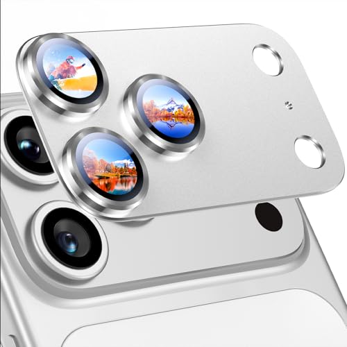 Uyiton for iPhone 17 Pro Camera Lens Protector, Metal Frame Glass Cover - color: Silver, size: 17 Pro
