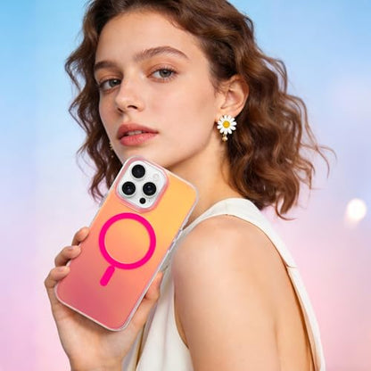 Fiyart Magnetic for iPhone 16 Pro Case - Iridescent Cute 6.3" Rose Red - color: Iridescent Rose Red, size: iPhone 16 Pro
