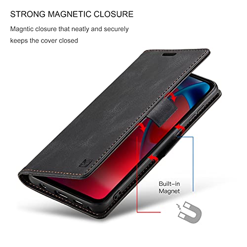 HAII Case for Moto G Stylus 5G 2021,PU Leather Folio Flip Wallet Case with Card Holster Stand Kickstand Magnetic Closure Shockproof Phone Cover for Motorola Moto G Stylus 5G 2021 (Black) - color: Black