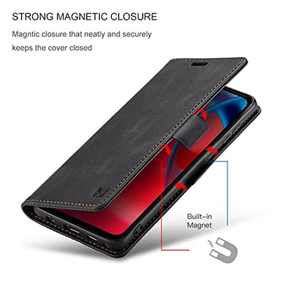 HAII Case for Moto G Stylus 5G 2021,PU Leather Folio Flip Wallet Case with Card Holster Stand Kickstand Magnetic Closure Shockproof Phone Cover for Motorola Moto G Stylus 5G 2021 (Black) - color: Black