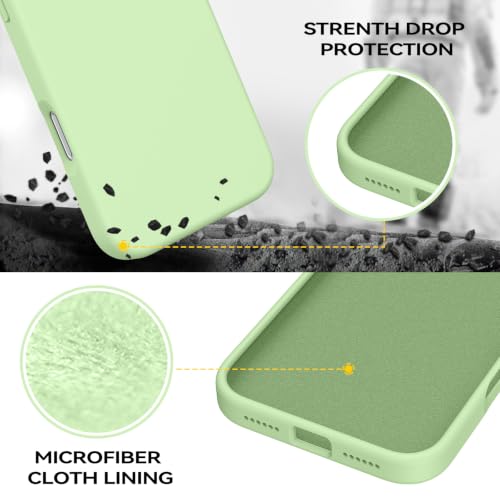 GUAGUA Compatible with iPhone 17 Pro Max Case 6.9 Inch Liquid Silicone Soft Rubber Slim Thin Microfiber Lining Cushion Texture Cover Shockproof Protective Phone Case for iPhone 17 Pro Max,Matcha Green - color: Matcha Green, size: iPhone 17 Pro Max