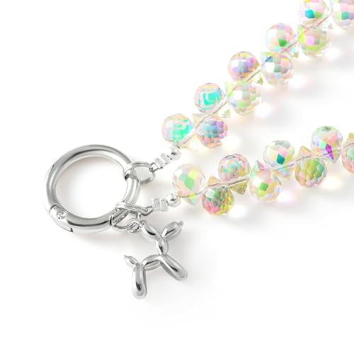 richginker Crystal Beaded Phone Wrist Strap with Tether Tab, Crystal AB - color: Crystal AB