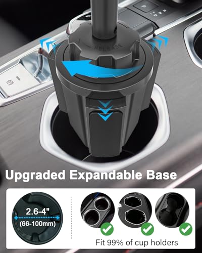 Tablet Holder for Car Cup Holder, [Full Motion Swivel 19.7" Height] Metal Tablet Car Mount for Truck, for iPad Pro Air Mini, Galaxy Tab, Z Fold, Fire, iPhone, 6-15.6" Devices, Cars Trucks SUVs