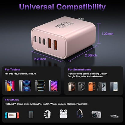 USB C Charger Block Fast Charging,60W Phone Charger USBC Wall Plug Adapter - color: Pink-2Pack