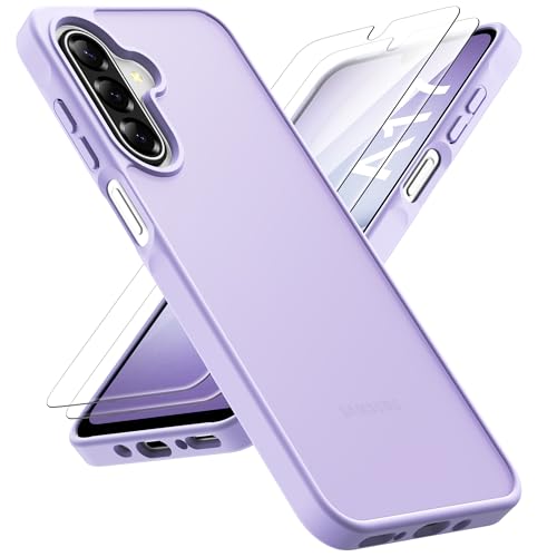 ORETECH for Samsung Galaxy A17 Case, Samsung Galaxy A17 5G Phone Case with 2 Pack HD Screen Protector, Translucent Matte Back Military Grade Shockproof Anti-Fingerprint Protective Cover - Light Purple - color: Translucent Back - Light Purple, size: Samsun