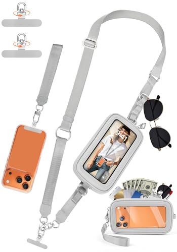 takyu Phone Strap Crossbody with Detachable RFID Wallet Grey - color: Grey