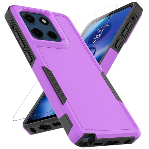 for Moto G Stylus 2025/2026 Case: Dual Layer Protective Heavy Duty Cell Phone Cover Shockproof Rugged with Screen Protector - Military Protection Bumper Tough - for G Stylus 2025/2026, Purple - color: Purple (PC) + Black (TPU)