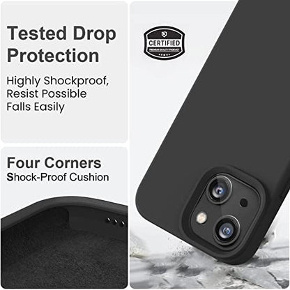 Vooii Compatible with iPhone 14 Case,[Silky Touch Premium Liquid Silicone] [Soft Anti-Scratch Microfiber Lining], Ultra Slim Shockproof Protective Case for iPhone 14 - Black - color: Black, size: iPhone 14