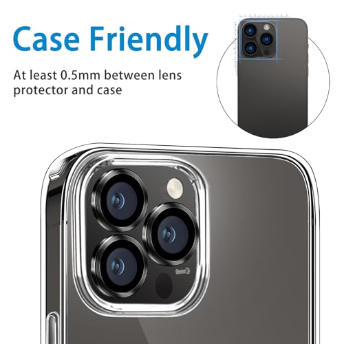 Compatible with iPhone 15 Pro/iPhone 15 Pro Max Camera Lens Protector, Anti-Scratch Lens Cover 9H Tempered Glass Metal Camera Screen Protector Shockproof Camera Ring - 3 Pcs Black - color: Black