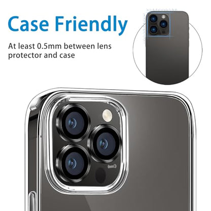 Compatible with iPhone 15 Pro/iPhone 15 Pro Max Camera Lens Protector, Anti-Scratch Lens Cover 9H Tempered Glass Metal Camera Screen Protector Shockproof Camera Ring - 3 Pcs Black - color: Black
