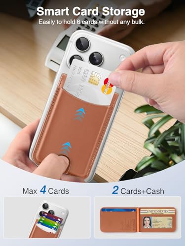 TopMade for MagSafe Wallet Works with Find My, Strongest Magnetic Wallet - color: Brown