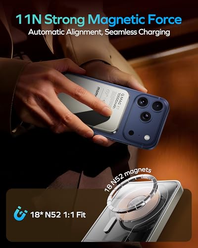 MOMAX Magnetic Portable Charger, 10000mAh Magnetic Power Bank PD 3.0 Battery Pack USB-C 15W Fast Charging Bank, 0.5inch Wireless Charger Compatible with iPhone 17/16/15/14/13/12 Series - color: Titanium2, size: 10000mAh
