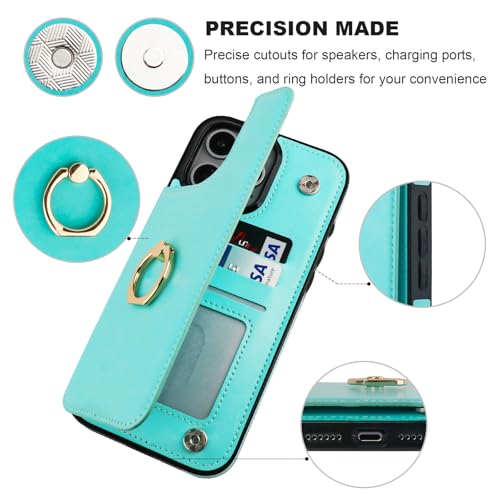ONETOP for iPhone 16 Pro Max Wallet Case with Credit Card Holder,LightBlue - color: Light Blue