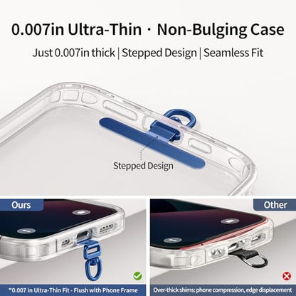 saxsion Phone Tether Tab & Lanyard Tab, 360° Swivel Clip - Ultra Thin Stainless Steel Universal Patch for All Phone Cases - color: Sapphire Blue*2
