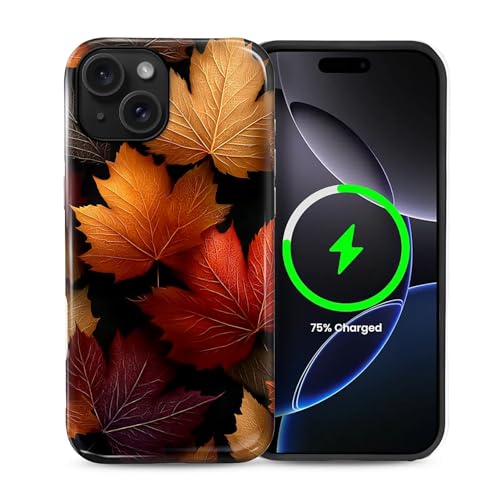 Magnetic Phone Case for iPhone 15 Plus,Compatible with MagSafe,Durable 2 Layers Full Covered Shockproof Protective Cover-Autumn Maple Leaves - color: Autumn Maple Leaves, size: iPhone 15 Plus