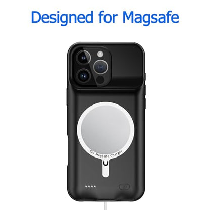 Battery Case for iPhone 16 Pro, 10000mAh Portable Protective Charging Case with Wireless Charging Compatible with iPhone 16 Pro (6.3 inch) Rechargeable Battery Pack Charger Case with Carplay (Black) - size: iPhone 16 Pro