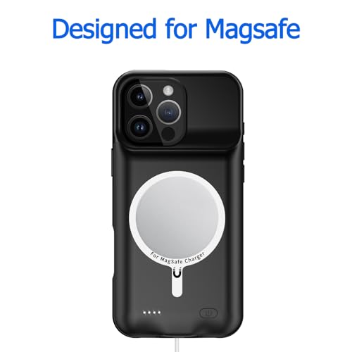 Battery Case for iPhone 16 Pro, 10000mAh Portable Protective Charging Case with Wireless Charging Compatible with iPhone 16 Pro (6.3 inch) Rechargeable Battery Pack Charger Case with Carplay (Black) - size: iPhone 16 Pro