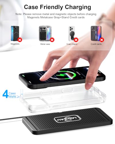 Wireless car Charger Charging pad 15w Non Slip FastCharger - color: Black-30cm Cable