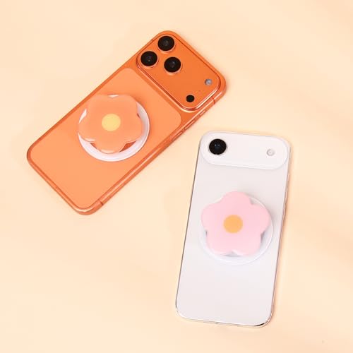 Magnetic Phone Grip Collapsible Cute Floral Series Hold Phone Grip Stand Include Adapter Ring for Smartphone Tablet Cell Phone Accessory Compatible with Magsafe Phone (Pink) - color: Pink