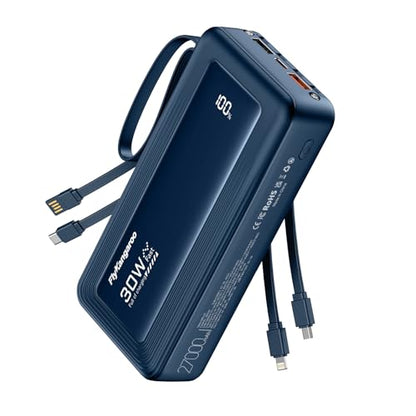 Portable Charger 27000mAh 30W Fast Charging Power Bank - color: Dark Blue, size: 27000Mah