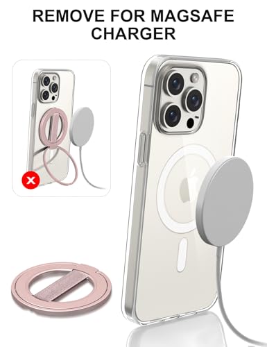 EWA MagOne Ultra for Magsafe Phone Grip Kickstand [Replaceable Elastic Finger Loop], Mag Safe Ring Holder Stand, Two-Sided Magnetic Phone Accessories for iPhone 17,16,15,14,13,12 Pro/Max/Plus-RoseGold - color: Rosegold