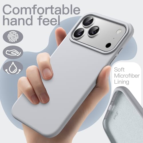 JETech Silicone Case for iPhone 17 Pro Max, Grey | Silky Soft Touch, Shockproof Protection, Scratch Resistant, Microfiber Lining - color: Grey, size: iPhone 17 Pro Max