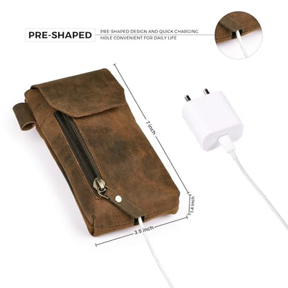 LEATHER VILLAGE Leather Cell Phone Holster with Belt Clip for Men Tan. - color: Suntan
