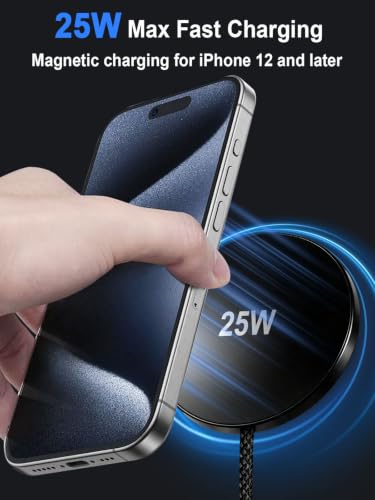 MagSafe Charger 25W Magnetic Wireless Charger Fast Charging Pad - color: Black