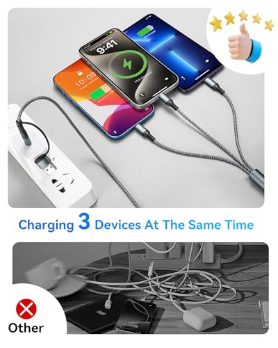 5 in 1 Multiple Charging Cable,USB A/C Universal Charger Cable - size: 2 PACK