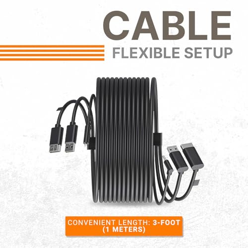 Skywin 3 in 1 Round VR Backpack Cable - 1 Meter/3.2 Feet - Black - size: 1 Meter, style: Round