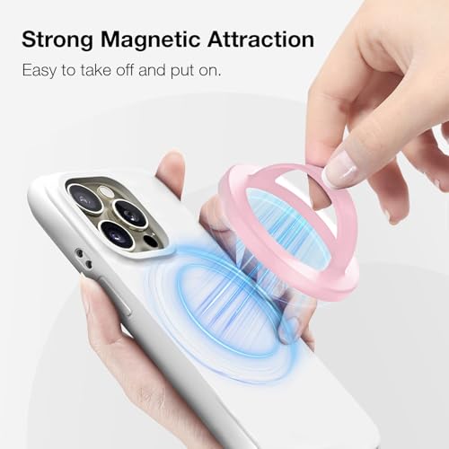 Magnetic Silicone Phone Grip | Super Strong Magnetic Design, 360° Rotation, Comfortable Grip, Compatible with iPhone 16/15/14/13/12 Series, Perfect for Selfies and Watching Videos (Pink) - color: Pink