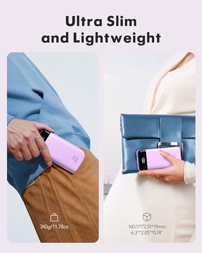 charmast Portable Charger Built-in Cables, 20000mAh Power Bank 6-Output | Travel Fast Charging Battery Pack for iPhone 17/16/15 Samsung Android, Flight-Approved, Multi-Device, USB-C & USB-A, LED % - color: Purple