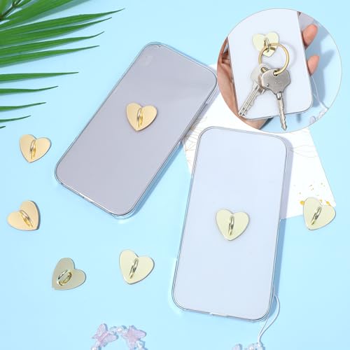 8 Pcs Cell Phone Finger Ring, Metal Phone Charm Rings Cute Cell Phones Accessories Finger Grip Sticky Metal Loop Stand for Cellphone Case Pad Tablet DIY Cellphone Case Supplies (Gold) - color: Gold