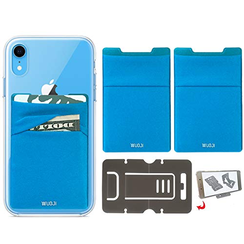 RFID Blocking Phone Card Wallet - Double Secure Pocket - Ultra-Slim Self Adhesive Credit Card Holder Card Sleeves Phone Wallet Sticker All Smartphones(Blue)-2PC - color: Blue