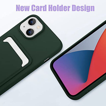 MZELQ Compatible with iPhone 14 Case Card Holder -Green | Wallet Cover,Camera Protection + Screen Protector Soft Card Slot Phone Case - color: Green, size: iPhone 14