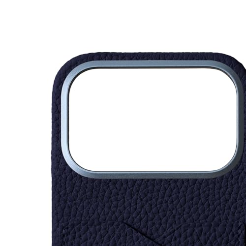 BONAVENTURA (for iPhone 17 Pro Shrink Leather Back Cover Case [Navy], Made with Premium European Genuine Leather, Gift BPCT17P-NA