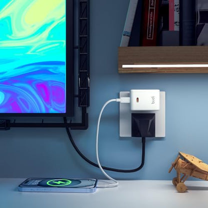 BUDI Wall Charger Plug Power Adapter with PD 30W USB-C Charger Block- 180° Rotating Plug USB Power AdapteCharging Adapter for iPhone15/15Plus/15Pro/15Pro Max,14/13/12 Series, Galaxy, Pixel 4/3, iPad