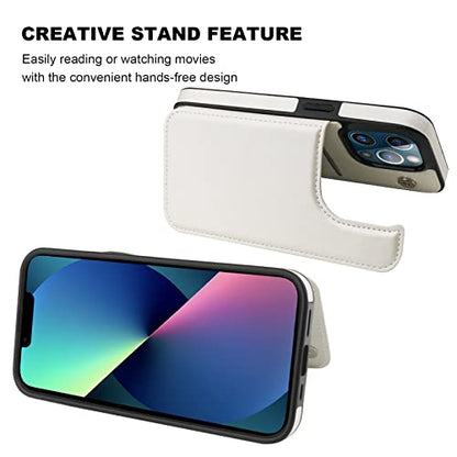 ONETOP for iPhone 13 Pro Wallet Case with Card Holder,White - color: White