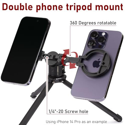 Double Magnetic Ring Phone Holder – Attach to Any Iron Surface | 1/4" Screw Hole | Compatible with iPhone 17/16/15/14/13/12 Pro Max Series & Magnetic Cases (MS-02R)