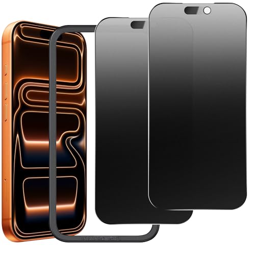2 Pack Matte Privacy Screen Protector for iPhone 17 Pro 6.3",Anti-Glare Anti-Fingerprint,No Dazzling Anti-Spy,Smooth Responsive Touch Glass Film,Installation Frame - size: for iPhone 17 Pro