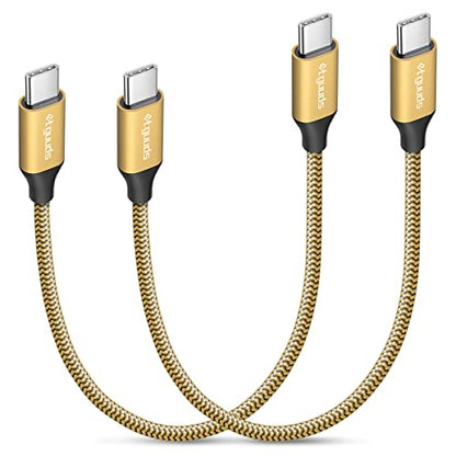etguuds USB C to USB C Cable 1ft, 2-Pack 60W C to C Cable Fast Charging - color: Gold, size: 1ft