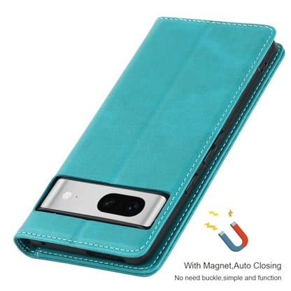 Case for Google Pixel 7 - Stand Holder, Magnetic Closure, Sky Blue | Premium PU Leather, Flip Folio Purse Case, with Card Slot, Stand Holder,Magnetic Closure, TPU Shockproof Protective Case - color: Magnetic Wallet - Sky Blue