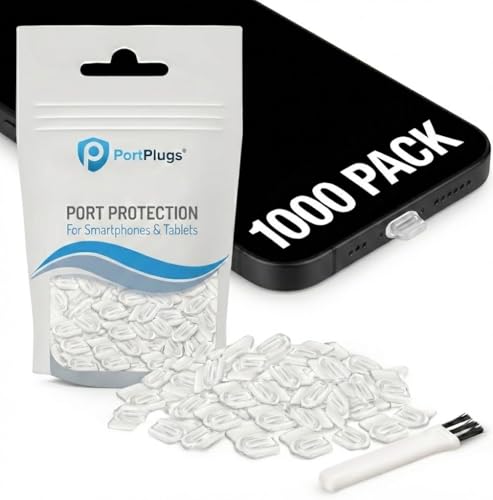 USB C Dust Plugs 1000 Pack, Easy Grip Tabs, Case Friendly, Clear Bulk Pack - color: Clear, size: 1000 Pack