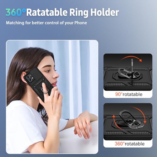 Vinve for Moto G Stylus 5G 2023 Case [Not Fit 4G Version] Slide Lens Cover, HD Screen Protector, Military Grade Drop Protection, Magnetic Rotated Ring Holder Kickstand Protective Phone Case (Black) - color: Black ,Military Grade 2nd gen.