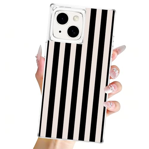 Clear Case for iPhone 15 6,1", Aesthetic Striped Pattern Transparent Cover, Cute Stripes Design, No Yellowing Soft TPU Shockproof Protective Bumper Shell for Women Girls, Black - color: Black, size: iPhone 15