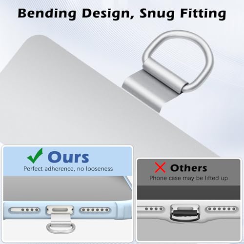 MoKo Heavy Duty Phone Tether Tab ×2, 360° Rotatable Spring O Ring ×2 - color: Silver