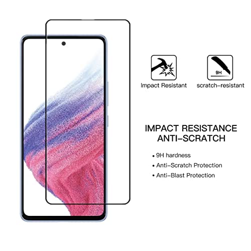 for Galaxy A53 5G Full Coverage Screen Protector Glass, [2 Pcs] Black Silk Anti-Scratch Easy to Install Tempered Glass Protective Film for Samsung Galaxy A53 5G (6.5-inch)