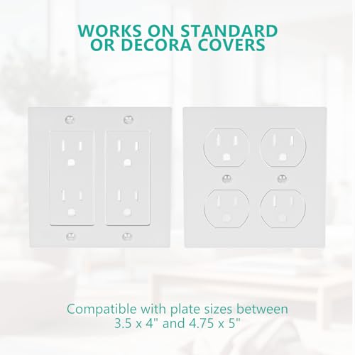 WALI Double Outlet Shelf Wall Holder – Bathroom Shelf Duplex for Electric Toothbrush, HomePod Mini, Echo Dot & Phone Charging – White-2 Packs (DLS002) - size: Larger